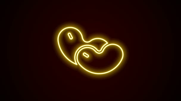 Leuchtende Neon Line Bohnen Symbol isoliert auf schwarzem Hintergrund. 4K Video Motion Grafik Animation — Stockvideo