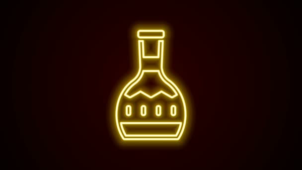 Zářící neonová čára Tequila láhev ikona izolované na černém pozadí. Mexický alkoholický nápoj. Grafická animace pohybu videa 4K — Stock video