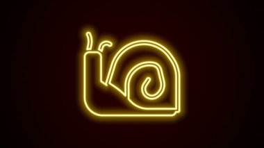 Parlayan neon çizgisi Salyangoz simgesi siyah arkaplanda izole edildi. 4K Video hareketli grafik canlandırması