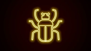 Parlayan neon hattı Kokan Böcek simgesi siyah arkaplanda izole edildi. 4K Video hareketli grafik canlandırması