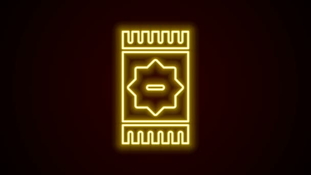 Glödande neon linje mexikanska matta ikon isolerad på svart bakgrund. 4K Video motion grafisk animation — Stockvideo