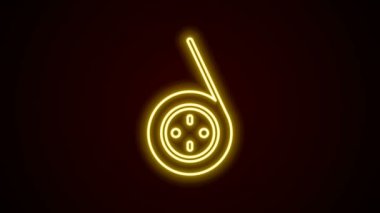 Parlayan neon hattı Yoyo oyuncak simgesi siyah arkaplanda izole edildi. 4K Video hareketli grafik canlandırması