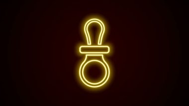 Parlayan neon hattı Bebek Emzik simgesi siyah arkaplanda izole edildi. Çocuk oyuncağı. 4K Video hareketli grafik canlandırması