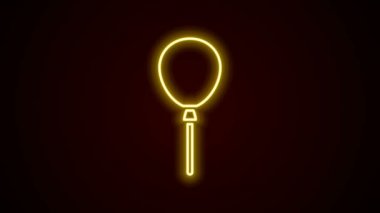 Siyah zemin üzerinde izole edilmiş kurdele ikonu olan parlak neon çizgili balonlar. Mutlu Paskalyalar. 4K Video hareketli grafik canlandırması