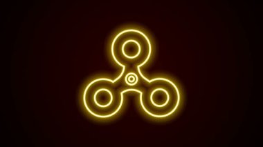 Parlayan neon hattı Fidget spin simgesi siyah arkaplanda izole edildi. Stres giderici oyuncak. Moda bir el çevirme makinesi. 4K Video hareketli grafik canlandırması