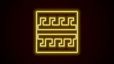 Parlayan neon hattı Antik Yunan desen simgesi siyah arkaplanda izole edildi. 4K Video hareketli grafik canlandırması