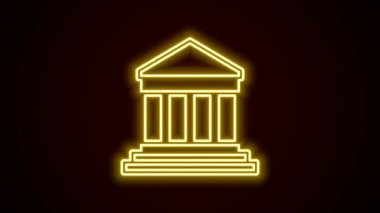 Atina, Akropolis 'ten parlayan neon hattı Parthenon, Yunanistan' ın simgesi siyah arka planda izole edildi. Antik Yunan ulusal simgesi. 4K Video hareketli grafik canlandırması