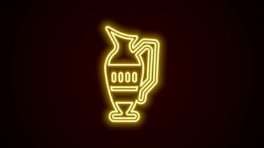 Parlayan neon hattı Eskiler 'in amfora simgesi siyah arkaplanda izole edildi. 4K Video hareketli grafik canlandırması