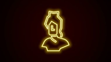 Parlayan neon hattı Eskiler 'in göğüs heykeli simgesi siyah arka planda izole edilmiş. 4K Video hareketli grafik canlandırması