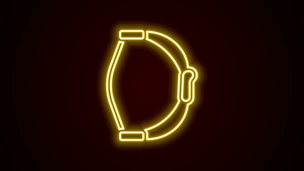 Ligne lumineuse néon Bow icône jouet isolé sur fond noir. Animation graphique de mouvement vidéo 4K — Video