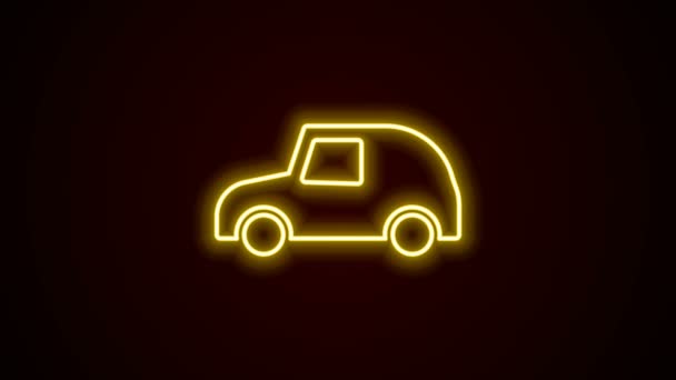 Linha de néon brilhante ícone do carro de brinquedo isolado no fundo preto. Animação gráfica em movimento de vídeo 4K — Vídeo de Stock