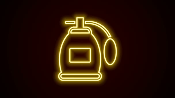 Brillante línea de neón Icono de perfume aislado sobre fondo negro. Animación gráfica de vídeo 4K — Vídeos de Stock