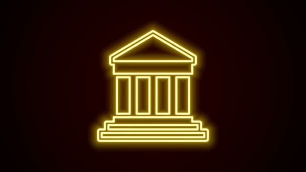 Linha brilhante do néon Parthenon de Atenas, acropolis, ícone de Greece isolado no fundo preto. Marco nacional grego antigo. Animação gráfica em movimento de vídeo 4K — Vídeo de Stock