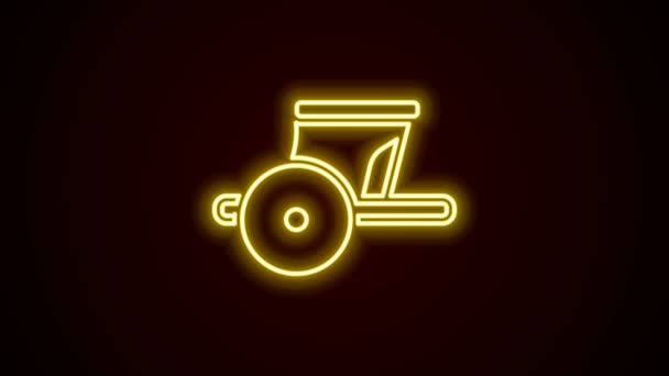 Glowing neon line Ancient Greece chariot icon isolated on black background. 4K Video motion graphic animation — Stock Video