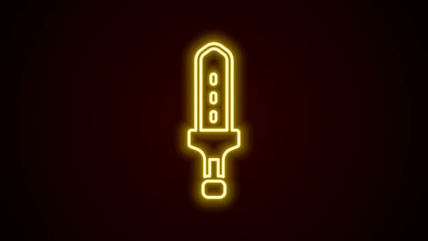 Linea neon incandescente Icona della spada medievale isolata su sfondo nero. Arma medievale. Animazione grafica 4K Video motion — Video Stock