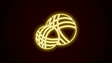 Parlayan neon çizgisi iplik topu simgesi siyah arkaplanda izole edildi. El yapımı, örgü ya da terzi için etiket. 4K Video hareketli grafik canlandırması
