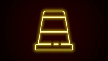 Siyah arkaplanda izole edilmiş ikon dikmek için parlayan neon hattı Thimble. 4K Video hareketli grafik canlandırması