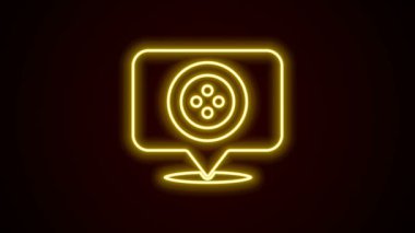 Parlayan neon hattı konumlandırma terzisi simgesi siyah arkaplanda izole edildi. 4K Video hareketli grafik canlandırması