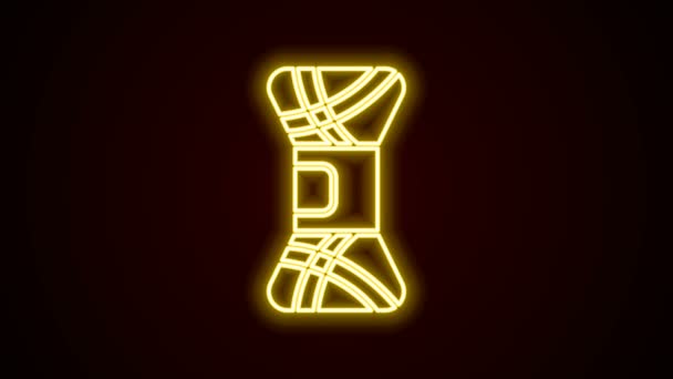 Leuchtende Neon-Linie Garn-Symbol isoliert auf schwarzem Hintergrund. Etikett für Handarbeit, Stricken oder Schneiderei. 4K Video Motion Grafik Animation — Stockvideo