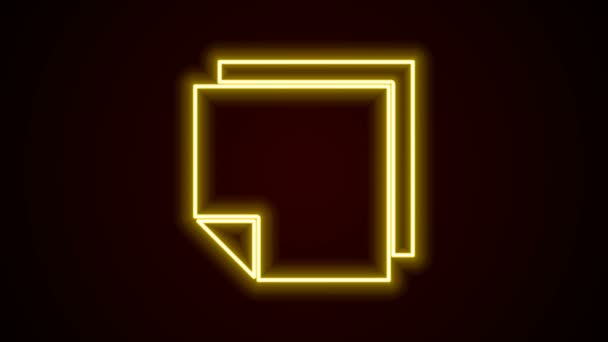 Glowing neon line Post note stickers icon isolated on black background. Sticky tapes with space for text or message. 4K Video motion graphic animation — Stock Video