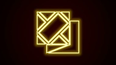 Parlayan neon çizgisi Katlanmış harita simgesi siyah arkaplanda izole edildi. 4K Video hareketli grafik canlandırması