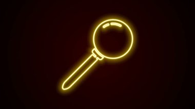 Parlayan neon çizgisi siyah arkaplanda Push pin simgesi izole edildi. Raptiye işareti. 4K Video hareketli grafik canlandırması