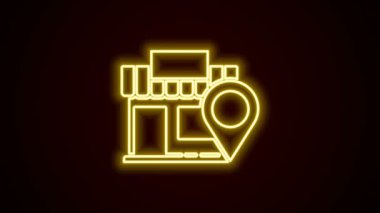 Siyah arkaplanda izole edilmiş depolama simgesiyle parlayan neon hattı konumu. 4K Video hareketli grafik canlandırması