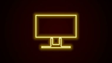 Parlayan neon hattı Akıllı TV simgesi siyah arkaplanda izole edildi. Televizyon tabelası. 4K Video hareketli grafik canlandırması