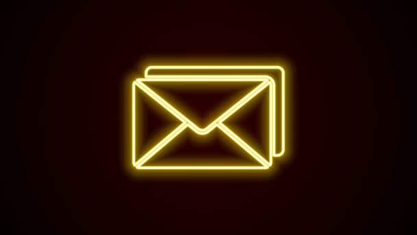 Linea neon luminosa Icona busta isolata su sfondo nero. E-mail messaggio lettera simbolo. Animazione grafica 4K Video motion — Video Stock