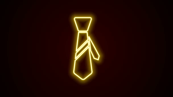 Leuchtende Leuchtschrift Krawattensymbol isoliert auf schwarzem Hintergrund. Krawatte und Halstuch als Symbol. 4K Video Motion Grafik Animation — Stockvideo