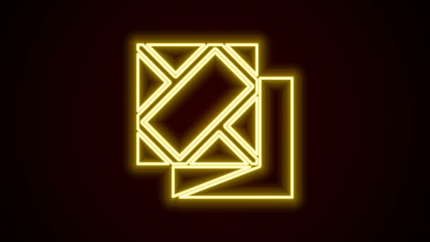 Glowing neon line Folded map icon isolated on black background. 4K Video motion graphic animation — Stock Video