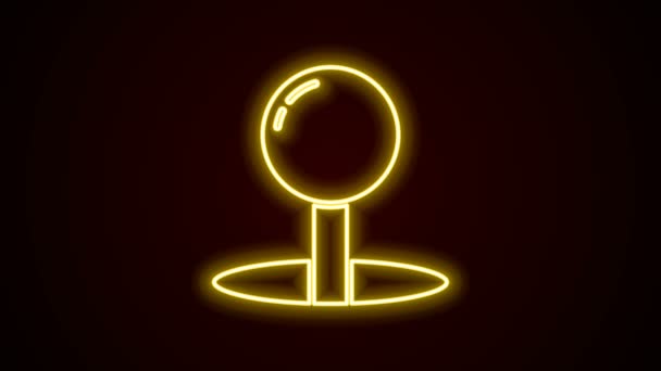 Glowing neon line Push pin icon isolated on black background. Thumbtacks sign. 4K Video motion graphic animation — Stock Video