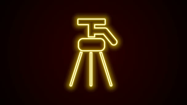 Gloeiende neon lijn Statief pictogram geïsoleerd op zwarte achtergrond. 4K Video motion grafische animatie — Stockvideo