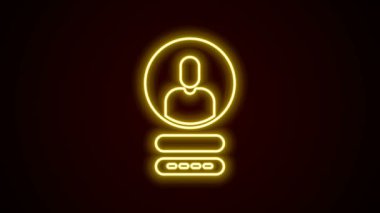 Parlayan neon hattı Siyah arkaplanda izole edilmiş hesap ekranı simgesi oluştur. 4K Video hareketli grafik canlandırması
