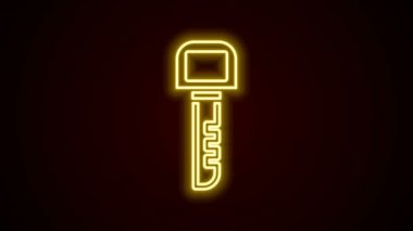 Parlayan neon çizgisi simgesi siyah arkaplanda izole edildi. 4K Video hareketli grafik canlandırması
