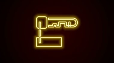 Parlayan neon hattı İşaretli anahtar simgesi siyah arkaplanda izole edildi. 4K Video hareketli grafik canlandırması