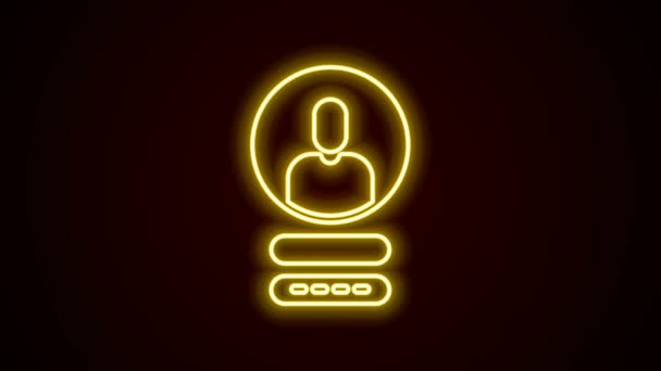 Parlayan neon hattı Siyah arkaplanda izole edilmiş hesap ekranı simgesi oluştur. 4K Video hareketli grafik canlandırması — Stok video