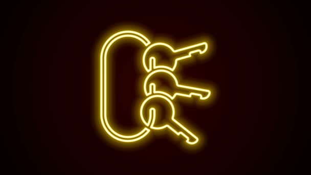 Glowing neon line Bunch dari ikon kunci terisolasi pada latar belakang hitam. Animasi grafis gerak Video 4K — Stok Video