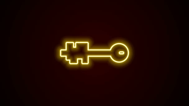 Świecąca neonowa linia Stara ikona klucza odizolowana na czarnym tle. 4K Animacja graficzna ruchu wideo — Wideo stockowe