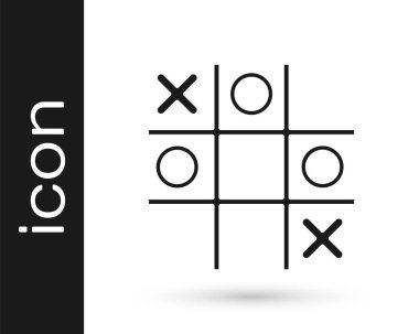 Siyah Tic tac parmak oyunu simgesi beyaz arkaplanda izole edildi. Vektör.