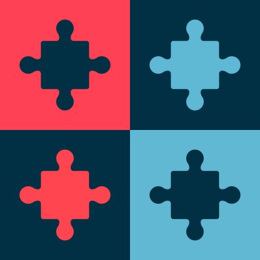 Pop Art Puzzle parçaları oyuncak simgesi renk arkaplanında izole edildi. Vektör.
