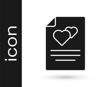 Siyah tebrik kartı simgesi beyaz arkaplanda izole edildi. Kutlama için davetiye ya da tebrik kartı şablonu. Vektör.