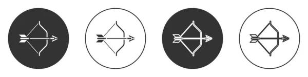 Černá Středověká Luk Šipka Ikona Izolované Bílém Pozadí Středověká Zbraň — Stockový vektor