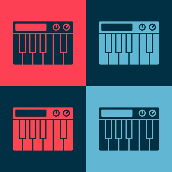 Pop Art Icono Sintetizador Música Aislado Sobre Fondo Color Piano — Vector de stock