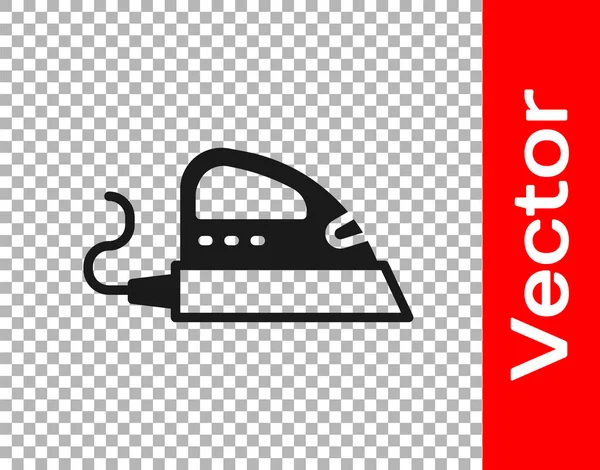 Черный Электрический Железный Значок Изолирован Прозрачном Фоне Паровой Утюг Вектор — стоковый вектор