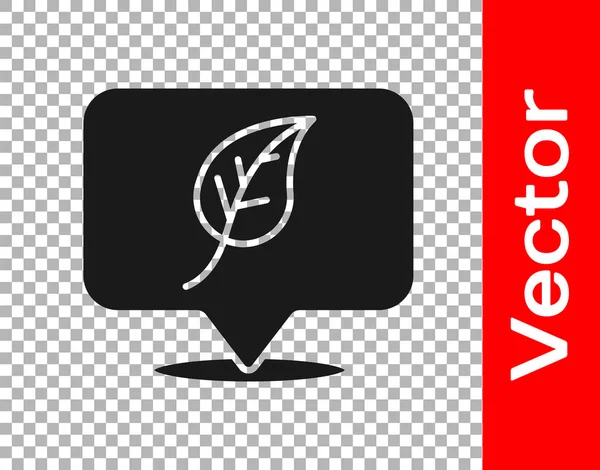Localização Preta Com Ícone Folha Isolado Fundo Transparente Conceito Energia —  Vetores de Stock