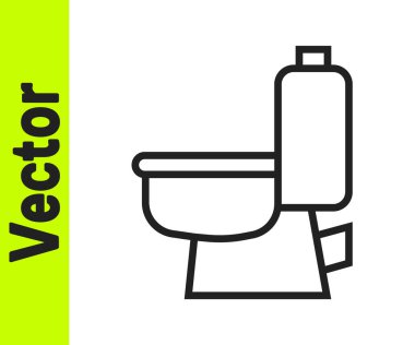 Siyah çizgi tuvalet klozeti ikonu beyaz arka planda izole edilmiş. Vektör.