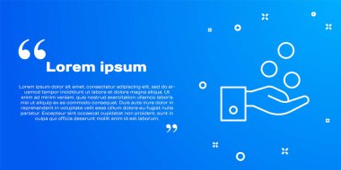 Beyaz hat çalışanları servis elemanlarına bahşiş veriyor ve otel ikonu mavi arka planda izole edilmiş. Parayı nakit parayla oteldeki otel servisine veriyor. Vektör.