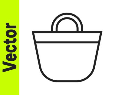 Siyah çizgi plaj çanta ikonu beyaz arka planda izole edildi. Vektör.