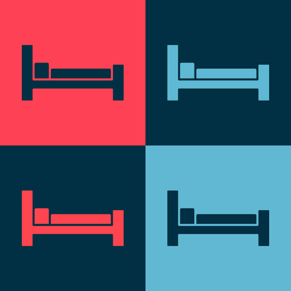 Pop art Bed icon isolated on color background.  Vector.